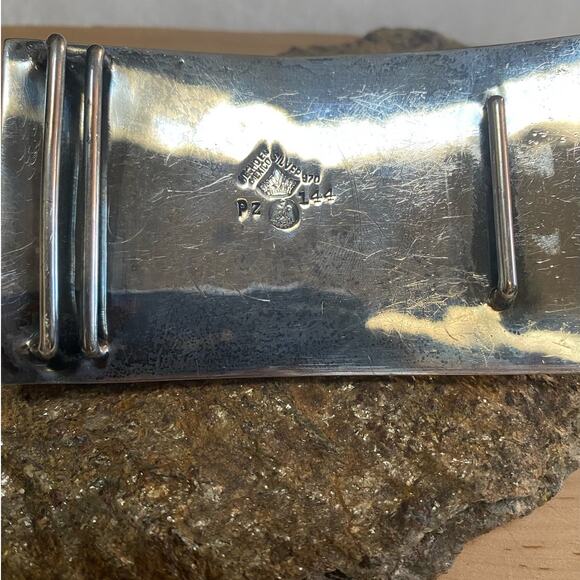 Vintage Antonio Pineda Crown‎ 970 cast Silver Belt Buckle 1950s Geometric - Picture 2 of 6